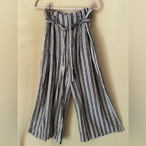 Who What Wear Paper Bag Waist Striped Linen Blend Pants 10